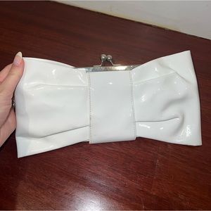 Bow pleather clutch bag